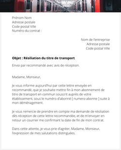 La résiliation d'un abonnement de transport pour déménagement